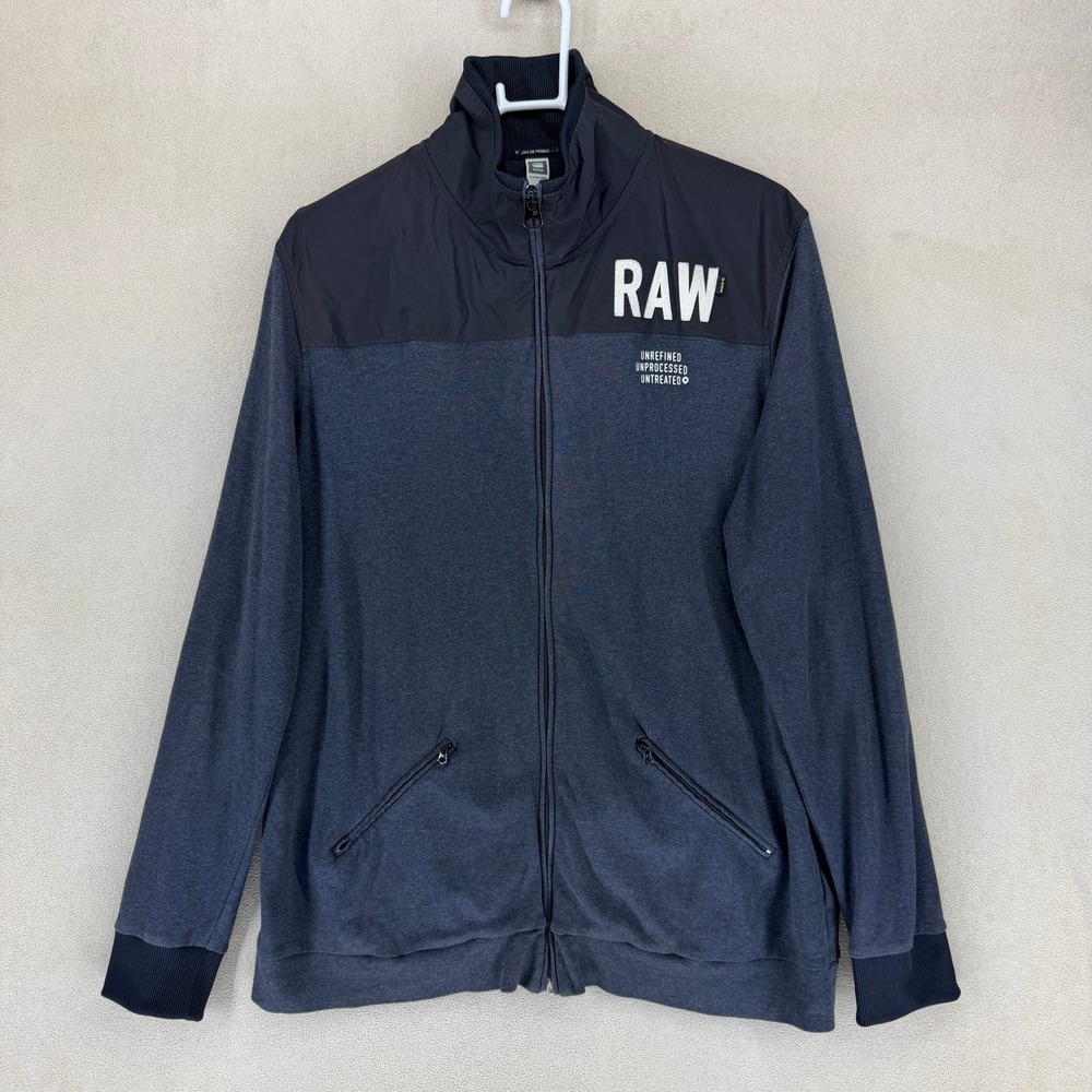G-Star Raw Cardigan Mens XXXL Ace Cardigan T L/S Navy Blue Graphic Zip EUC